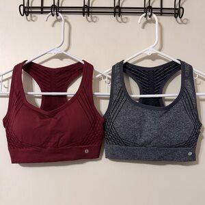 2 Layer8 Qwick-Dry Padded Sports Bras | Maroon & Grey